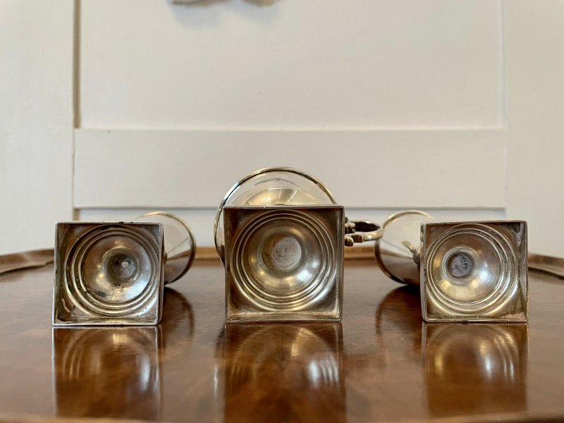 George V Cased Four Piece Solid Sterling Silver Condiment Set by Viners, Sheffield - Image 9